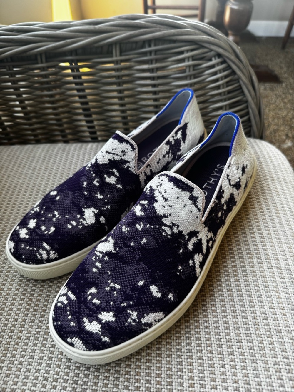 Rothy's Women's Slip-On Flats - Navy & White Pattern